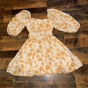 Elegant Floral Mini Dress in Yellow